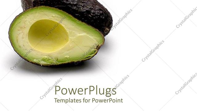  Presentation with pear - An open avocado pear fruit on a white background