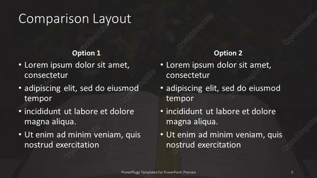 Comparison presentation slide layout