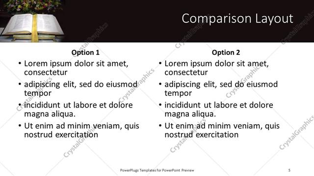 Comparison presentation slide layout