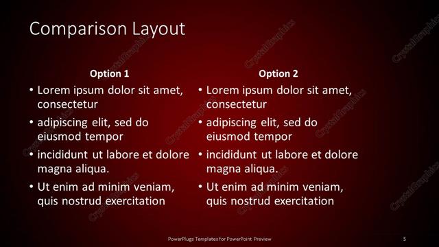 Comparison presentation slide layout