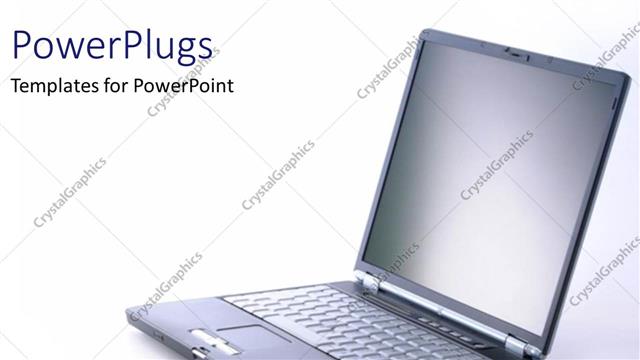  Presentation with computer - An open black laptop on a plain white surface