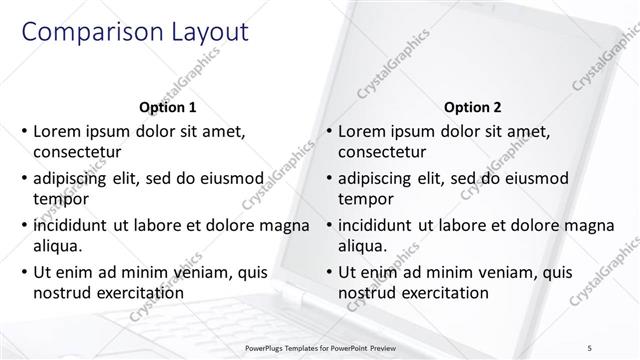 Comparison presentation slide layout