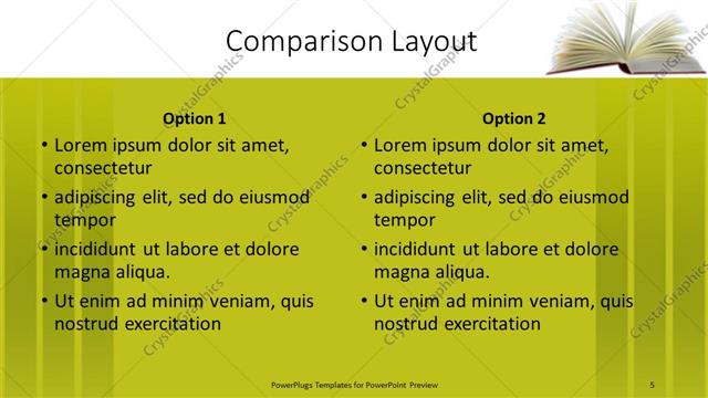 Comparison presentation slide layout