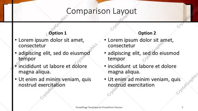 Comparison presentation slide layout