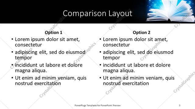 Comparison presentation slide layout