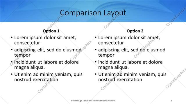 Comparison presentation slide layout