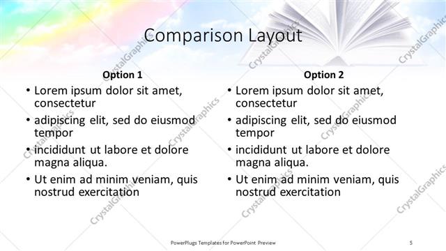 Comparison presentation slide layout