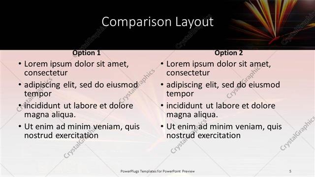 Comparison presentation slide layout