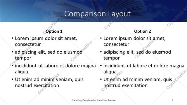 Comparison presentation slide layout