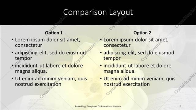 Comparison presentation slide layout