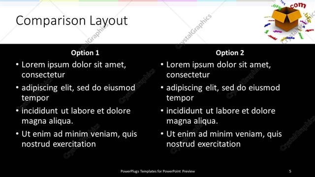Comparison presentation slide layout