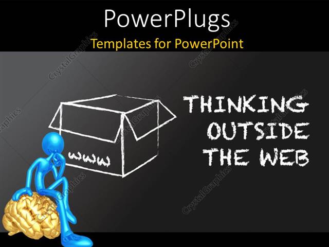  Presentation with brain - An open box with a person sitting on a brain