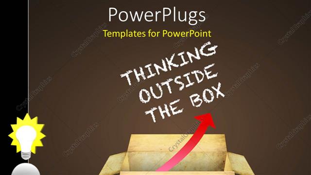  Presentation with thinking - An open box with various words and brownish background