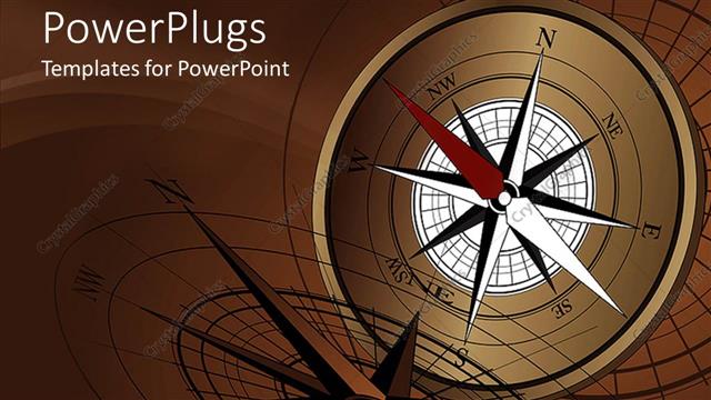  Presentation with compass - An open brown compass on an abstract brown background