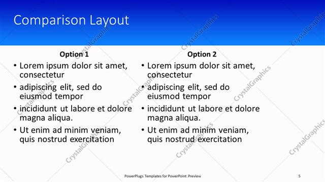 Comparison presentation slide layout