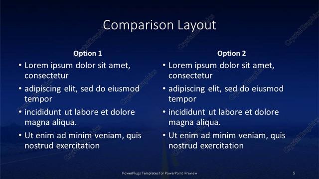 Comparison presentation slide layout