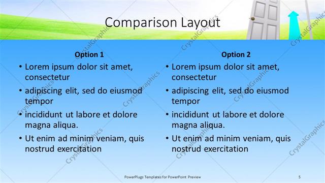 Comparison presentation slide layout