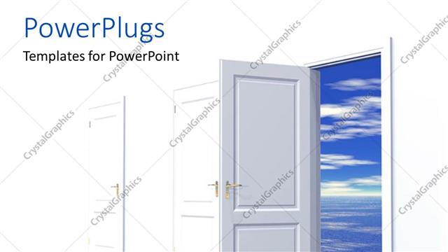  Presentation with closed - An open door with a number of closed ones