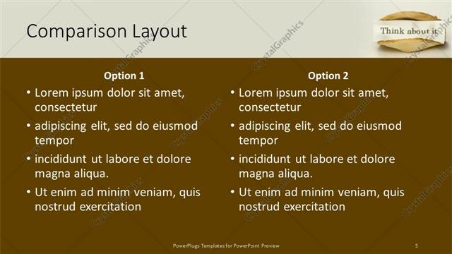 Comparison presentation slide layout