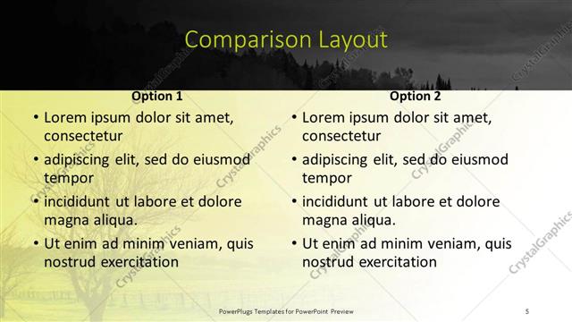 Comparison presentation slide layout