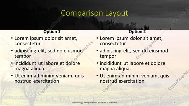 Comparison presentation slide layout
