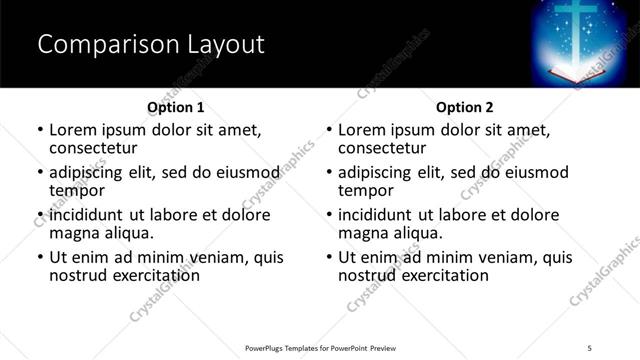 Comparison presentation slide layout