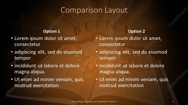 Comparison presentation slide layout