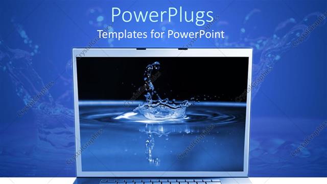  Presentation with splash - Open laptop with background of close up high speed water drop