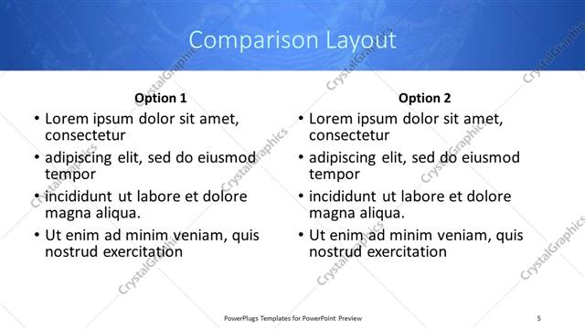 Comparison presentation slide layout