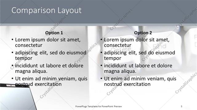 Comparison presentation slide layout