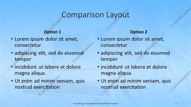 Comparison presentation slide layout