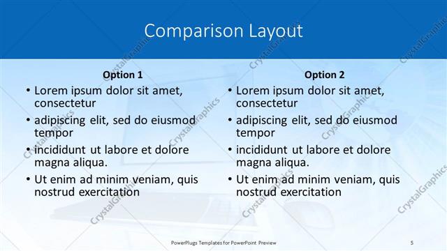 Comparison presentation slide layout