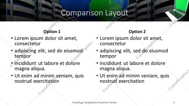 Comparison presentation slide layout