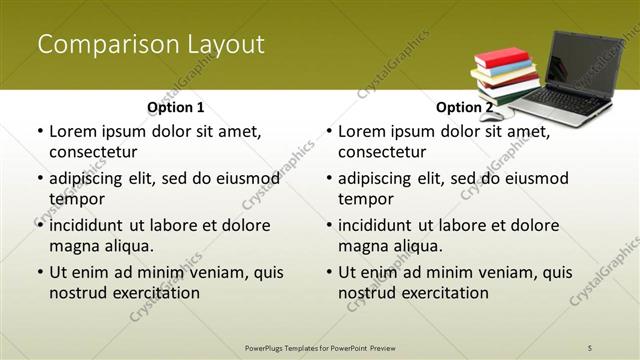 Comparison presentation slide layout
