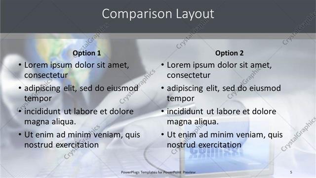 Comparison presentation slide layout