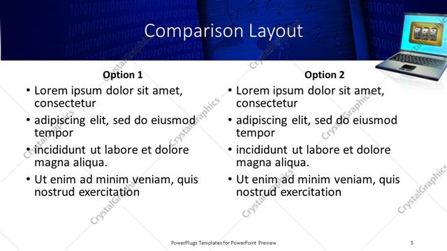 Comparison presentation slide layout