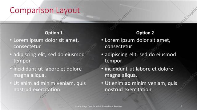 Comparison presentation slide layout