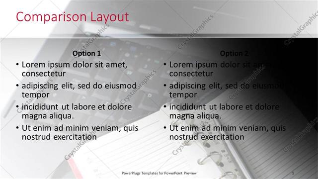 Comparison presentation slide layout