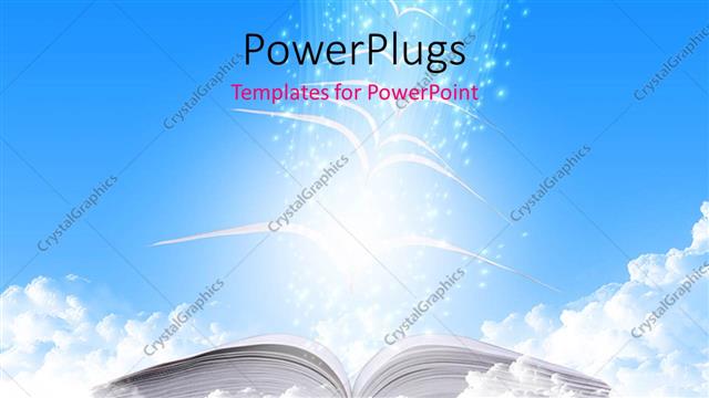  Presentation with magic book - An open notebook with bluish background