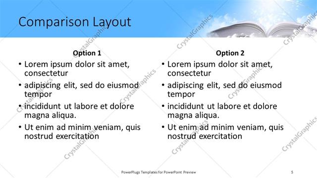 Comparison presentation slide layout