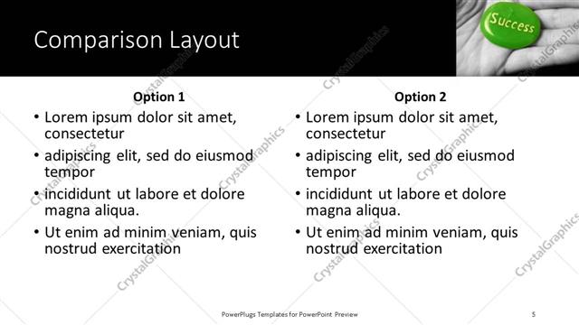 Comparison presentation slide layout