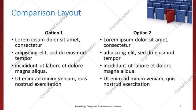 Comparison presentation slide layout