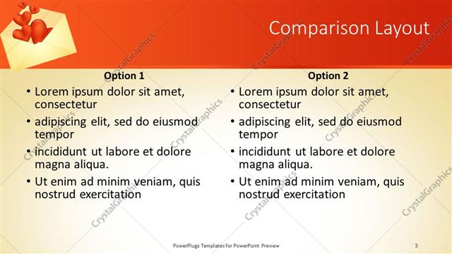 Comparison presentation slide layout