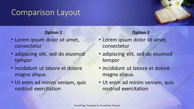 Comparison presentation slide layout