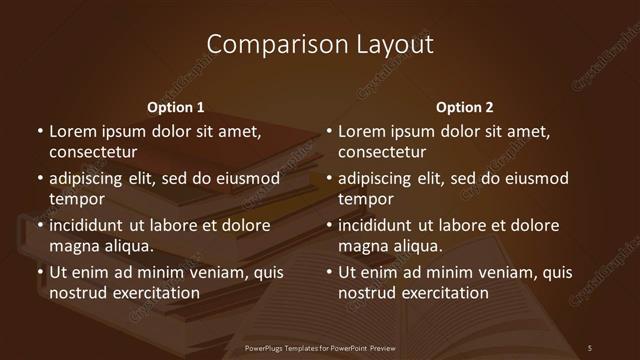 Comparison presentation slide layout