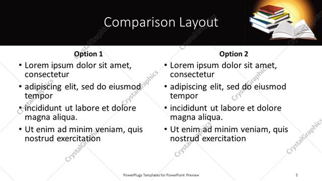 Comparison presentation slide layout