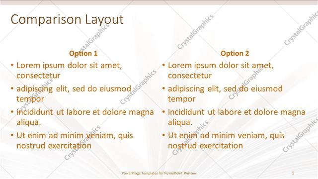 Comparison presentation slide layout