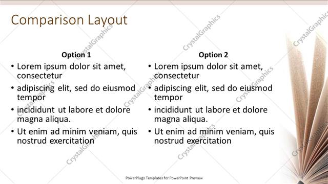 Comparison presentation slide layout