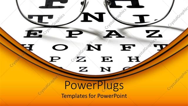  Presentation with medical ophthalmology - Ophthalmology theme, optical view, eyeglasses on vision test chart