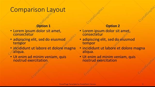 Comparison presentation slide layout